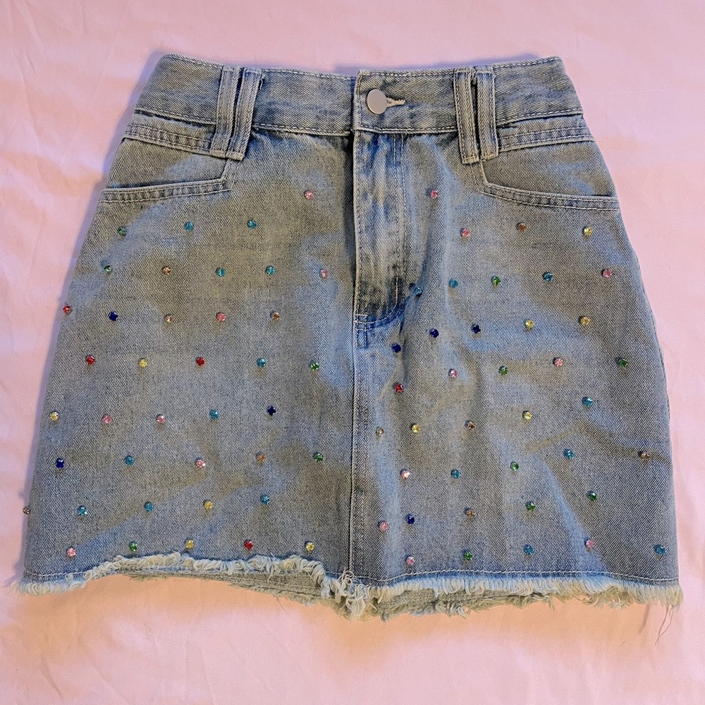 Jean skirt with gems